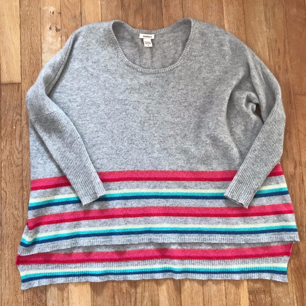 Sundance oversized cashmere sweater hi low hem S
